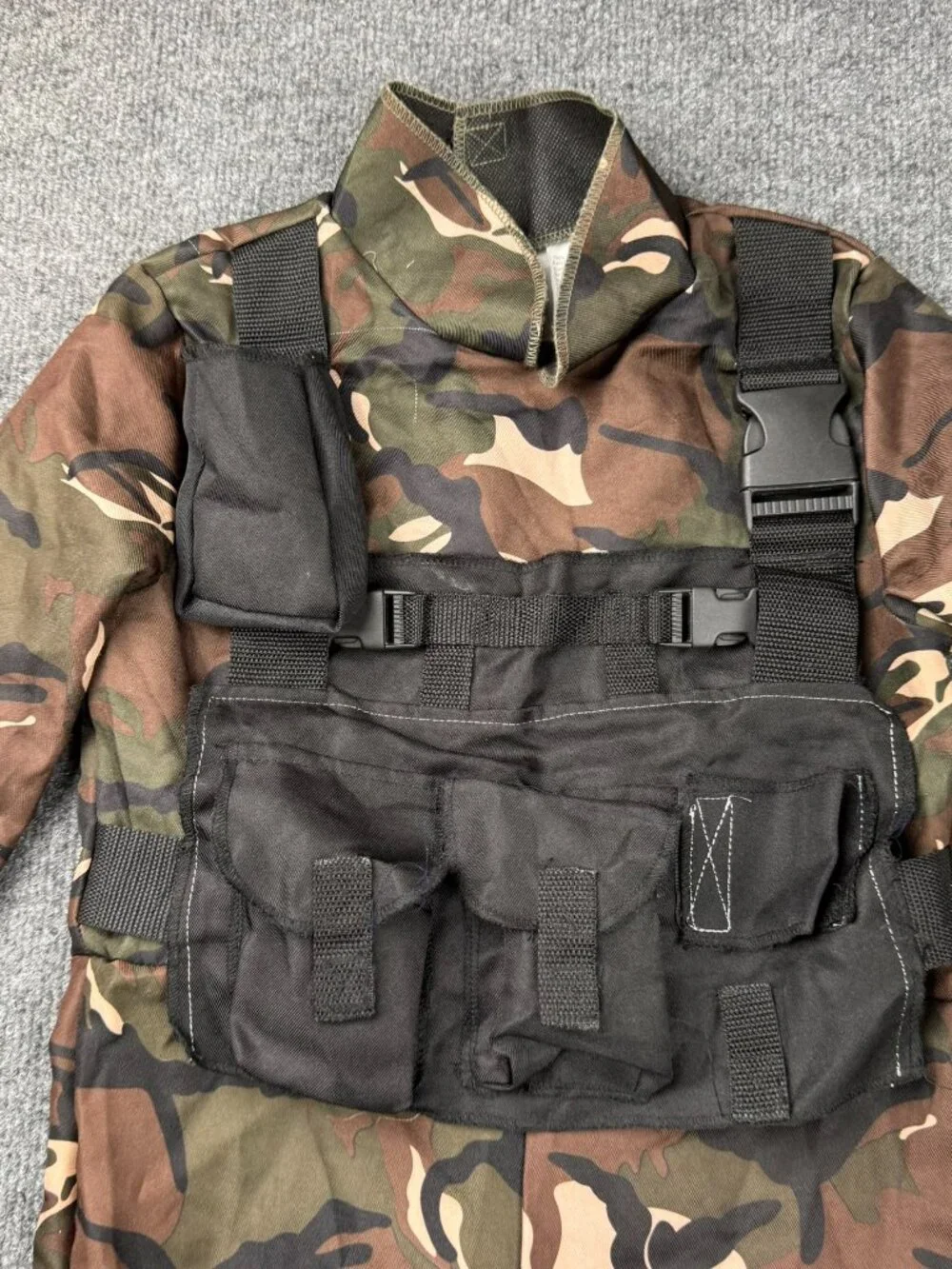 Boys Camouflage Jumpsuit Costume with Tactical Vest - Size Small/Medium